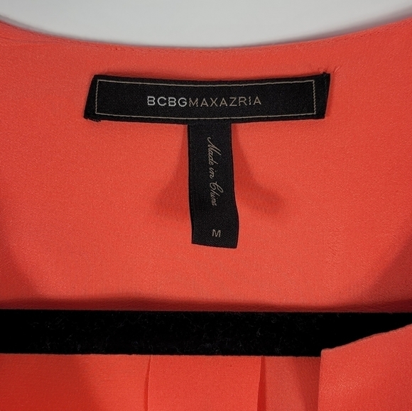 BCBGMaxAzria Pink Coral Silk Blouse # 433 Size M - Picture 3 of 9
